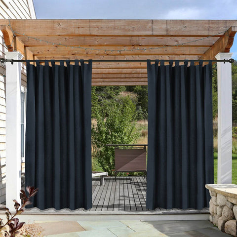Rose Outdoor Curtains, Waterproof Thermal Insulated Blackout, Tab Top Velcro Detachable - Cololeaf