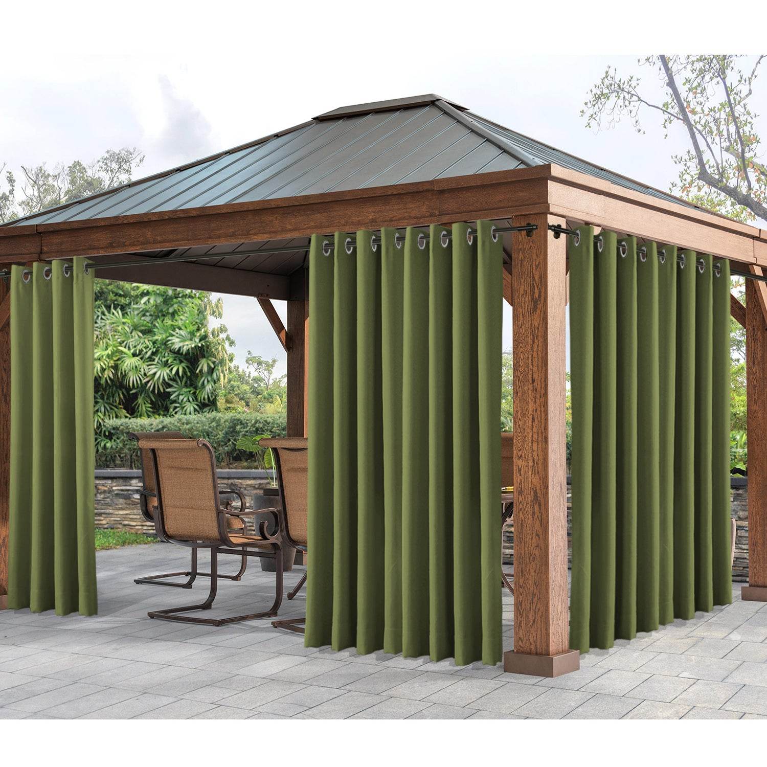Rose Extra Wide Outdoor Curtains Waterproof Thermal Insulated Blackout Top Grommet - Cololeaf