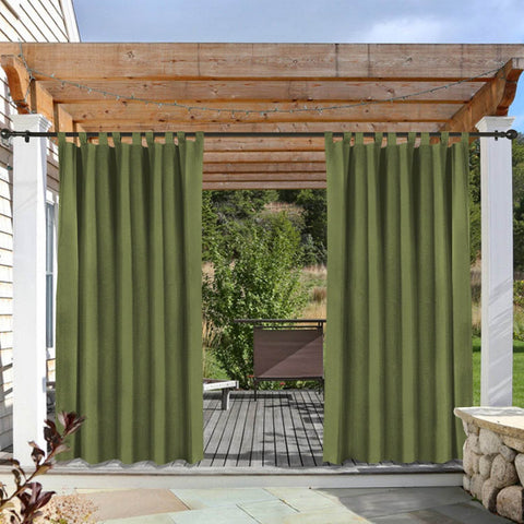Rose Outdoor Curtains, Waterproof Thermal Insulated Blackout, Tab Top Velcro Detachable - Cololeaf