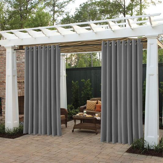 Rose Extra Wide Outdoor Curtains Waterproof Thermal Insulated Blackout Top Grommet - Cololeaf -- Beige