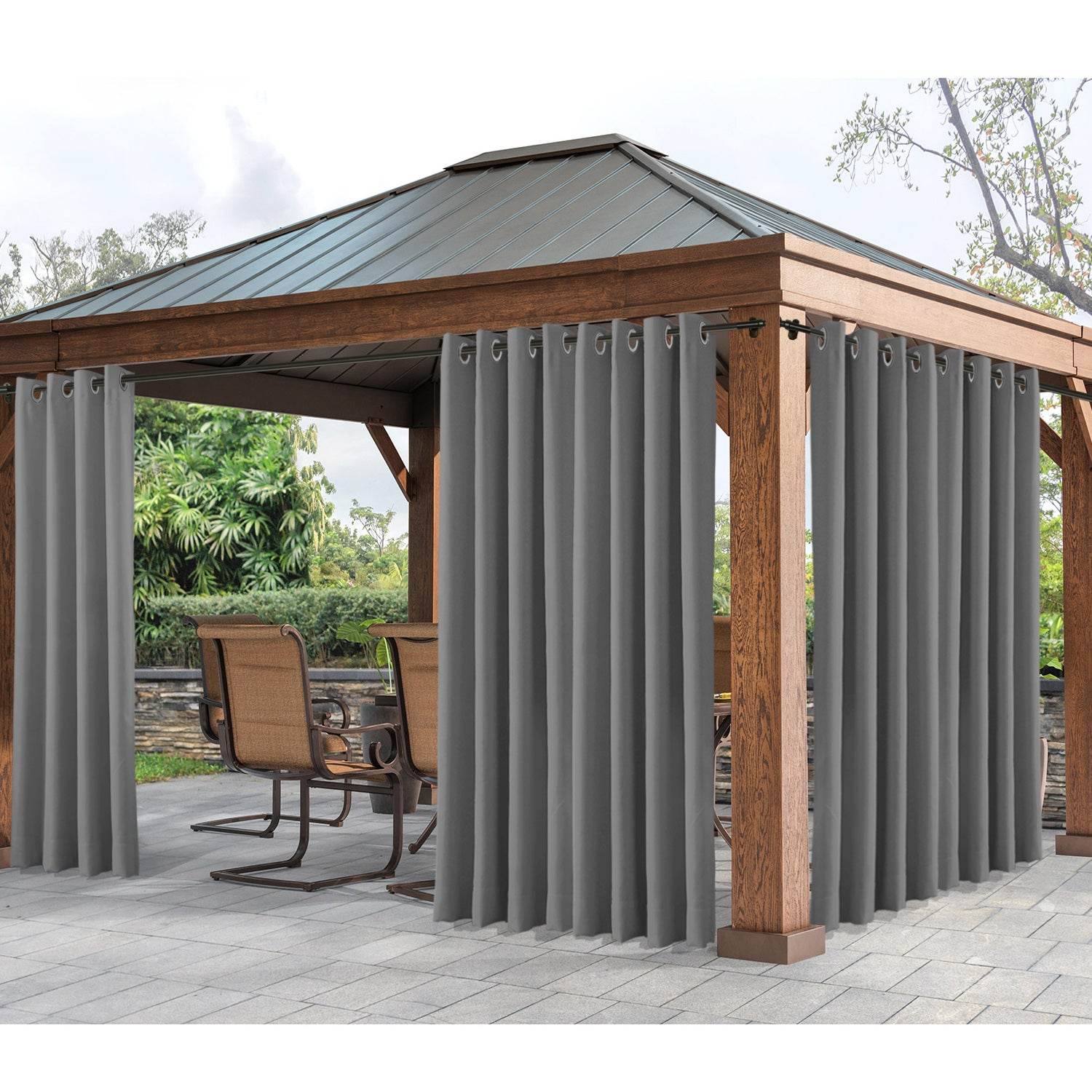 Rose Extra Wide Outdoor Curtains Waterproof Thermal Insulated Blackout Top Grommet - Cololeaf