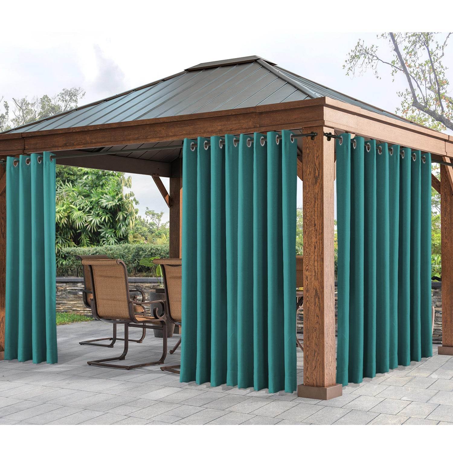 Rose Extra Wide Outdoor Curtains Waterproof Thermal Insulated Blackout Top Grommet - Cololeaf