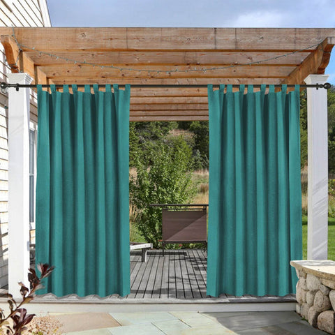 Rose Outdoor Curtains, Waterproof Thermal Insulated Blackout, Tab Top Velcro Detachable - Cololeaf