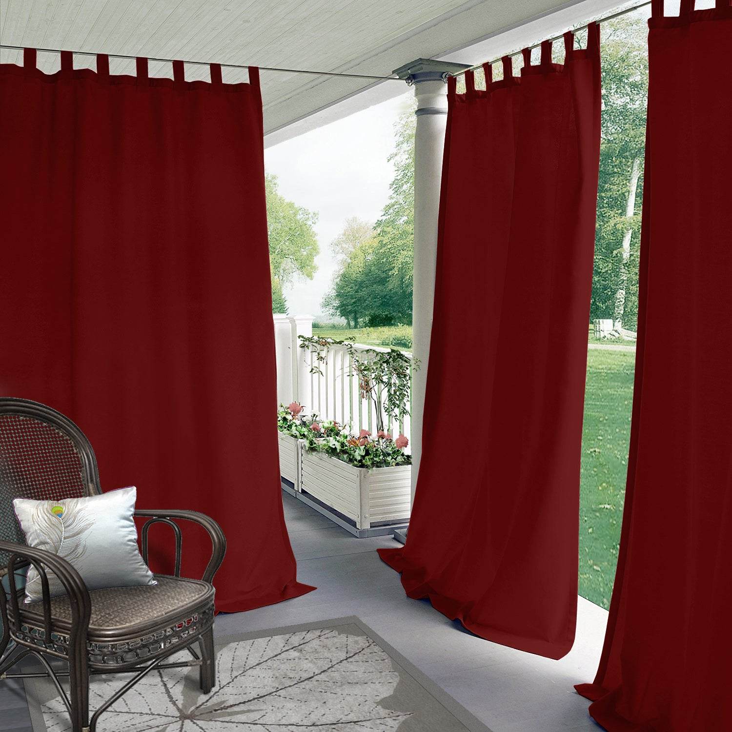 Rose Outdoor Curtains, Waterproof Thermal Insulated Blackout, Tab Top - Cololeaf