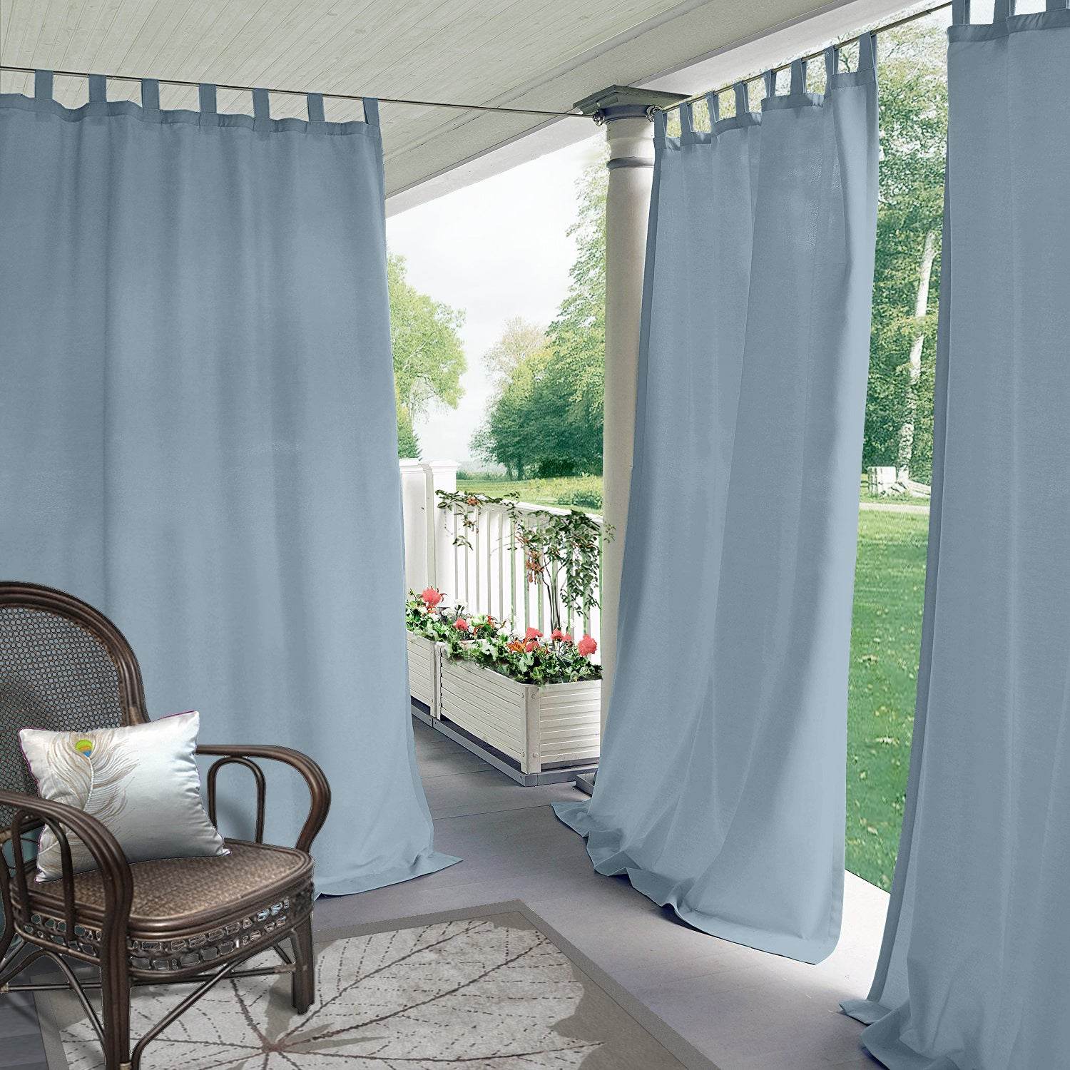 Rose Outdoor Curtains, Waterproof Thermal Insulated Blackout, Tab Top - Cololeaf