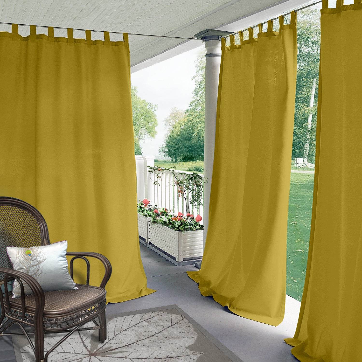 Rose Outdoor Curtains, Waterproof Thermal Insulated Blackout, Tab Top - Cololeaf